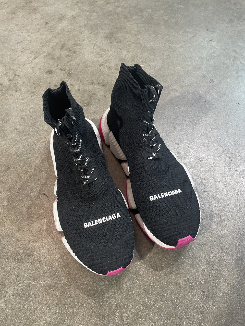 Womens BALENCIAGA Speed 2.0 Black & Pink sock shoe Size 10.5